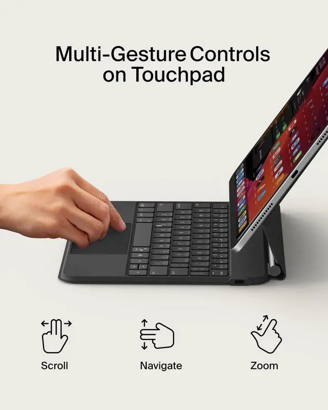 Alt view image 12 of 15 - Belkin Connect Keyboard/Cover Case for 10.9" to 11" Apple iPad Pro 11 (2024), iPad Air, iPad Air (4th Generation), iPad Air (5th Generation), iPad Air 11 (2024), iPad Pro (3rd Generation), i