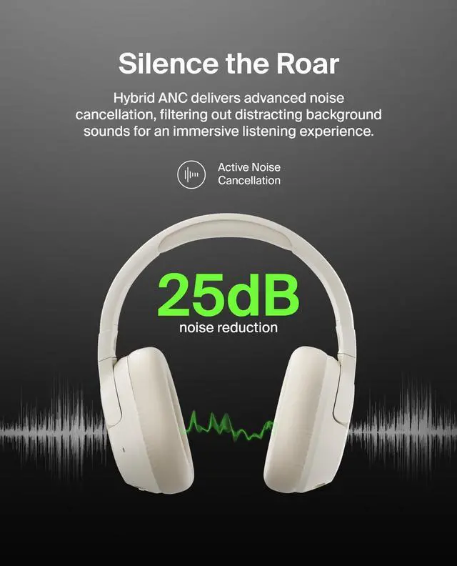 Alt view image 9 of 14 - Belkin SoundForm Isolate Wireless Active Noise Cancelling Closed-Back Over-Ear Headphones, Sand