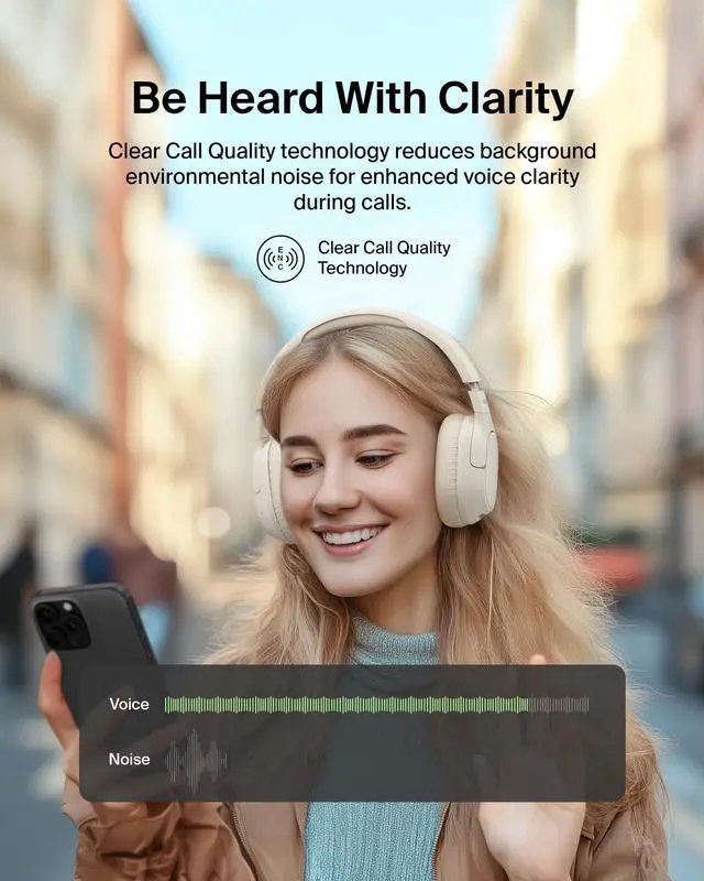 Alt view image 11 of 14 - Belkin SoundForm Isolate Wireless Active Noise Cancelling Closed-Back Over-Ear Headphones, Sand