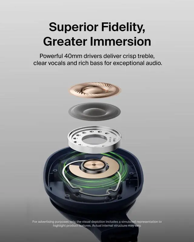 Alt view image 11 of 14 - Belkin SoundForm Surround Wireless Over-Ear Headphones AUD009fqBL - Blue