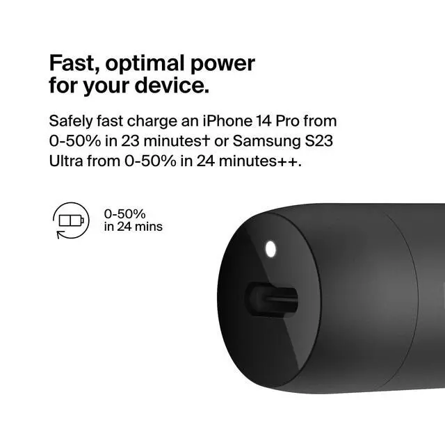 Alt view image 2 of 7 - Belkin BoostCharge 30W USB-C Car Charger + USB-C to USB-C Cable CCA004BT1MBKB6