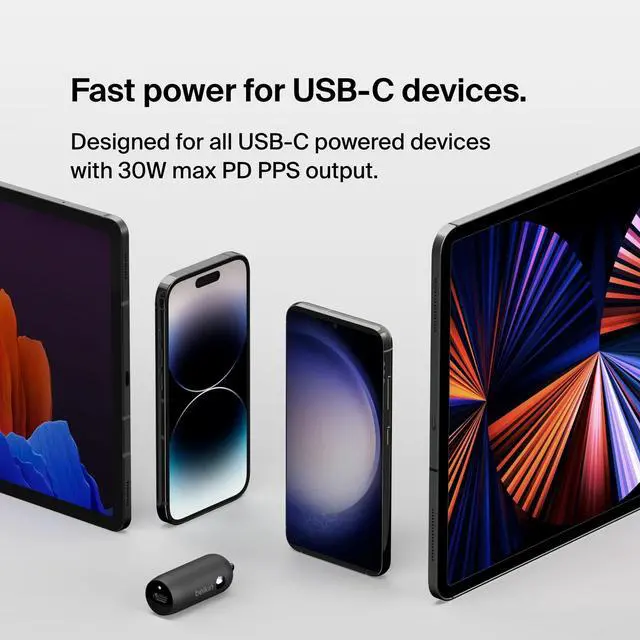 Alt view image 4 of 7 - Belkin BoostCharge 30W USB-C Car Charger + USB-C to USB-C Cable CCA004BT1MBKB6
