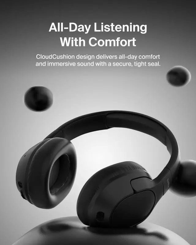 Alt view image 8 of 14 - Belkin SoundForm Isolate Wireless Active Noise Cancelling Closed-Back Over-Ear Headphones, Black