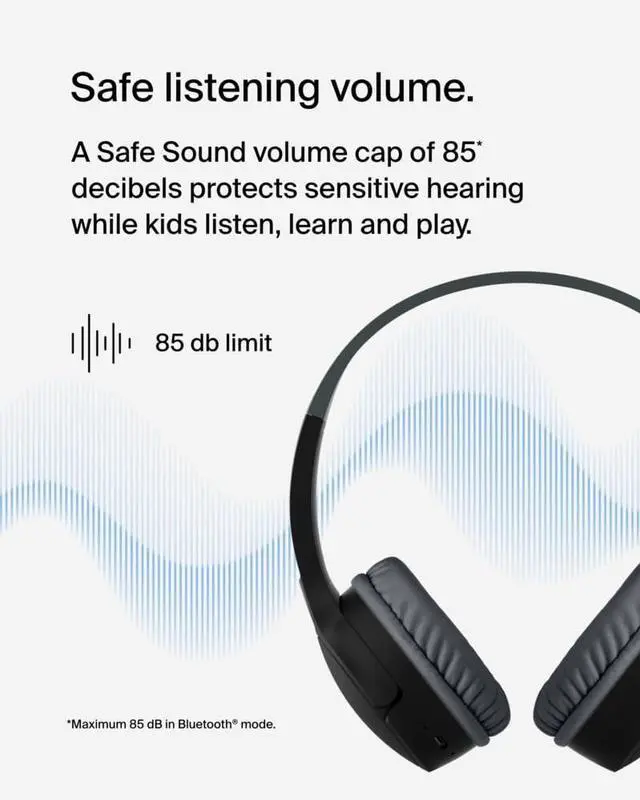 Alt view image 3 of 7 - Belkin SoundForm Mini Wireless On-Ear Headphones for Kids Black AUD001BTBKV3