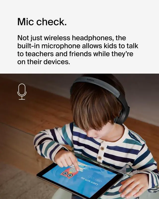 Alt view image 5 of 7 - Belkin SoundForm Mini Wireless On-Ear Headphones for Kids Black AUD001BTBKV3