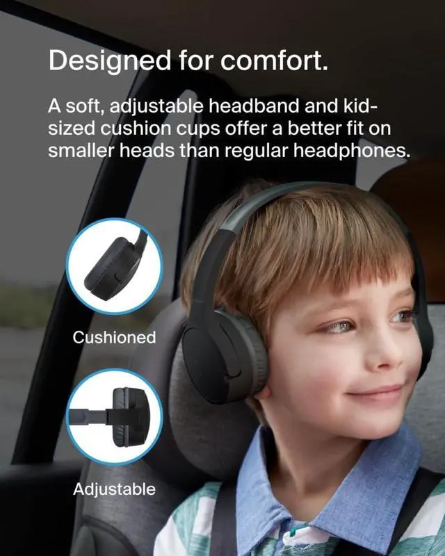 Alt view image 6 of 7 - Belkin SoundForm Mini Wireless On-Ear Headphones for Kids Black AUD001BTBKV3