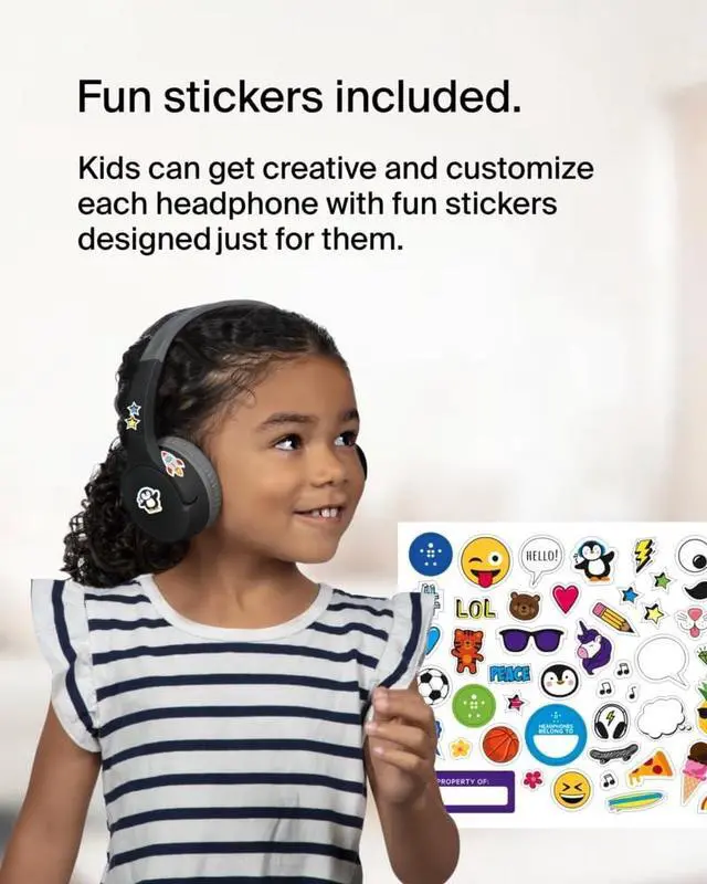 Alt view image 7 of 7 - Belkin SoundForm Mini Wireless On-Ear Headphones for Kids Black AUD001BTBKV3