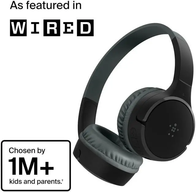 Alt view image 2 of 7 - Belkin SoundForm Mini Wireless On-Ear Headphones for Kids Black AUD001BTBKV3