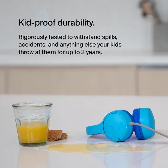 Alt view image 10 of 14 - Belkin SoundForm Mini Wired On-Ear Headphones for Kids - Stereo - Mini-phone (3.5mm) - Wired - On-ear, Over-the-head - Binaural - Ear-cup - Blue