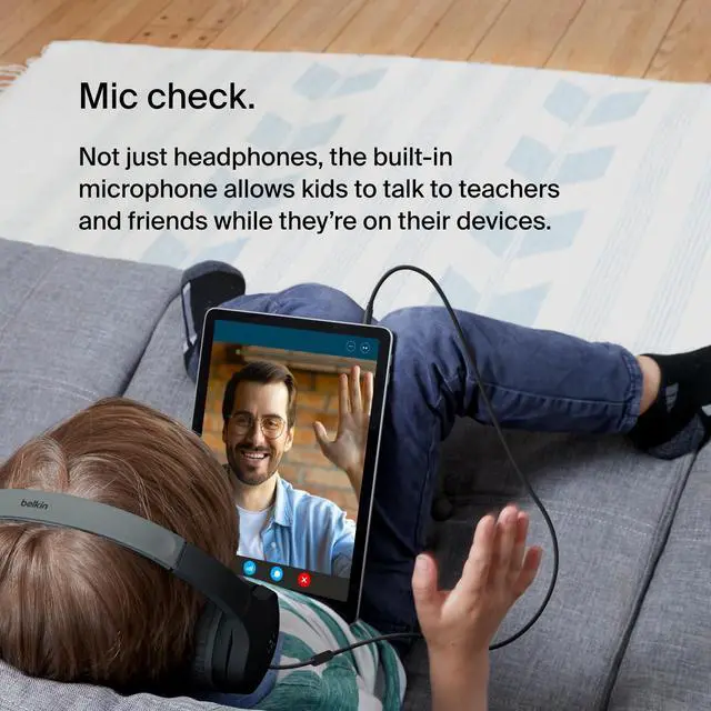 Alt view image 11 of 14 - Belkin SoundForm Mini Wired On-Ear Headphones for Kids - Stereo - Mini-phone (3.5mm) - Wired - On-ear, Over-the-head - Binaural - Ear-cup - Blue