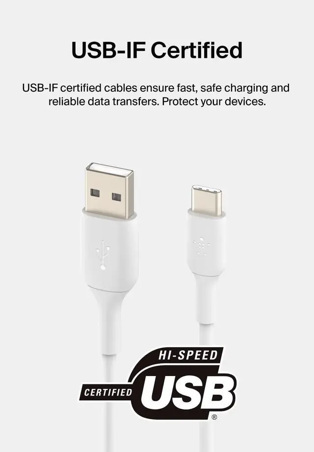 Alt view image 3 of 7 - Belkin BoostCharge USB cable 1 m USB 2.0 USB A USB C White