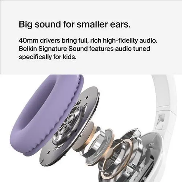 Alt view image 10 of 12 - Belkin AUD006btLV SoundForm Inspire Wireless Over-Ear Headset for Kids -  Lavender