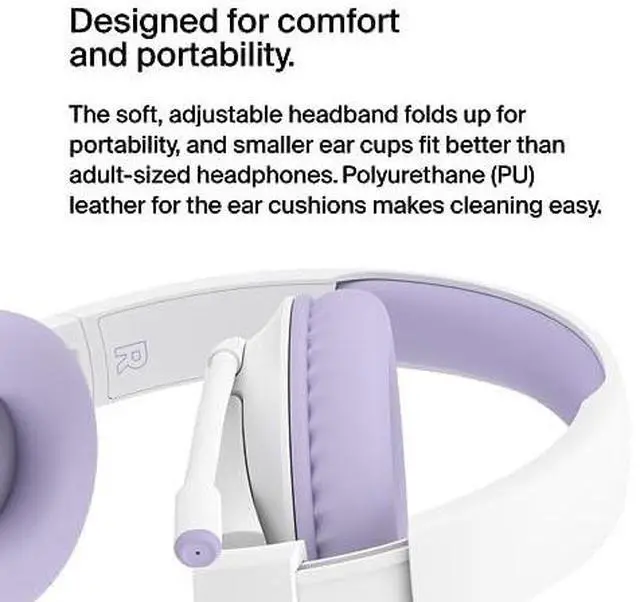 Alt view image 11 of 12 - Belkin AUD006btLV SoundForm Inspire Wireless Over-Ear Headset for Kids -  Lavender
