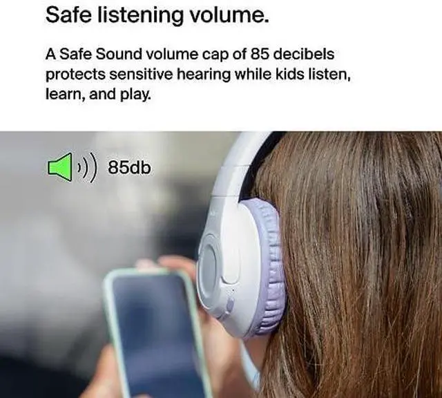 Alt view image 9 of 12 - Belkin AUD006btLV SoundForm Inspire Wireless Over-Ear Headset for Kids -  Lavender