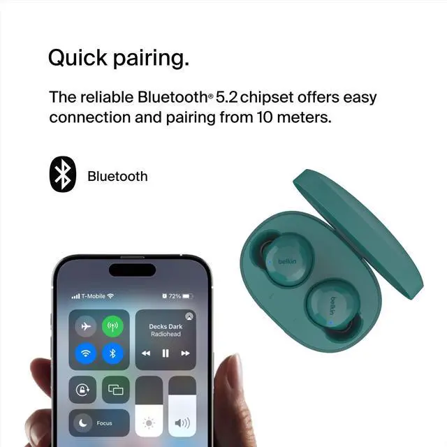 Alt view image 6 of 10 - Belkin SoundForm Bolt True Wireless In-ear Earbuds - Teal