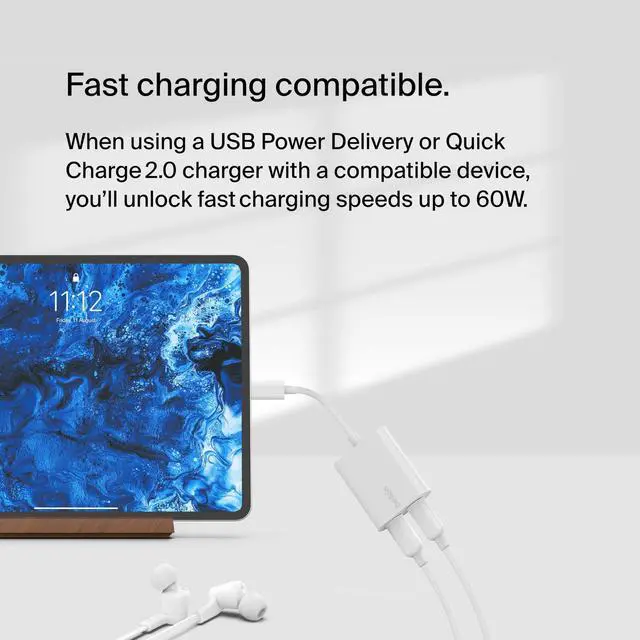 Alt view image 7 of 10 - Belkin RockStar USB-C to USB-C Audio Adapter White (F7U081btWH)