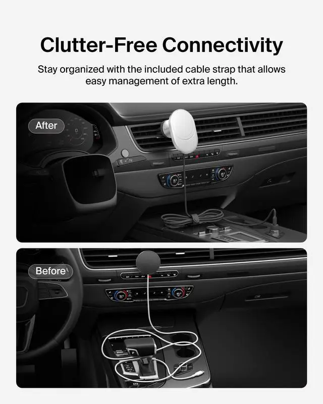 Alt view image 10 of 13 - Belkin BoostCharge Pro Magnetic Wireless Car Charger with Qi2 15W - For Qi2-enabled Device, iPhone - Input connectors: USB - MagSafe Technology, Fast Charging, Magnetic