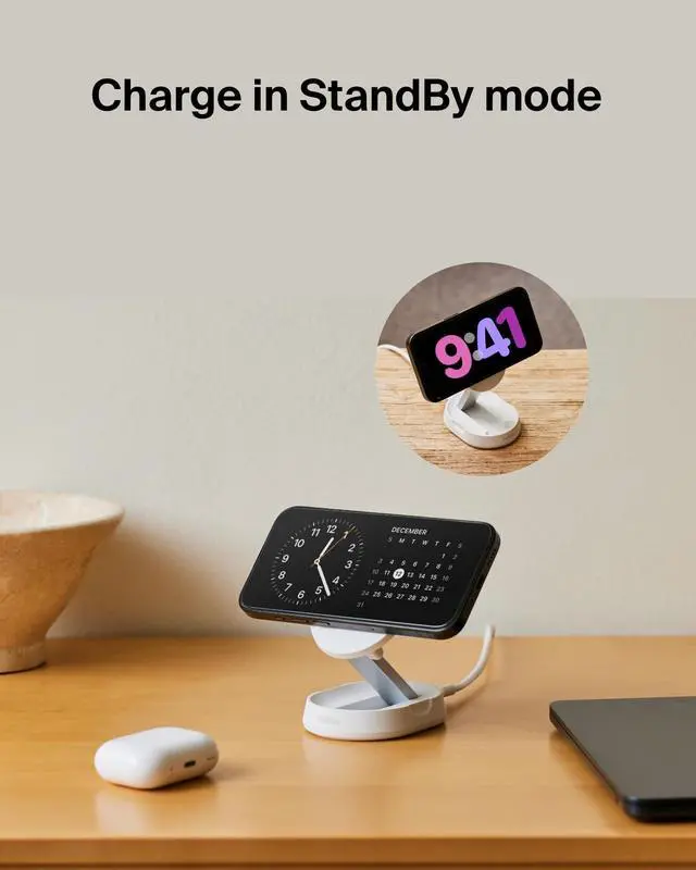 Alt view image 17 of 20 - Belkin BoostCharge Pro Convertible Magnetic Wireless Charging Stand with Qi2 15W - For Qi2-enabled Device, iPhone, Earbud - Input connectors: USB - Magnetic, Compact, MagSafe Technology