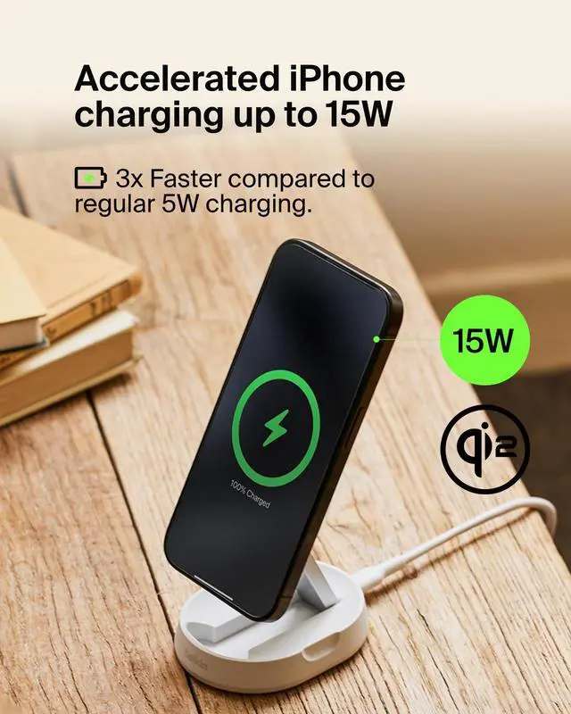 Alt view image 19 of 20 - Belkin BoostCharge Pro Convertible Magnetic Wireless Charging Stand with Qi2 15W - For Qi2-enabled Device, iPhone, Earbud - Input connectors: USB - Magnetic, Compact, MagSafe Technology