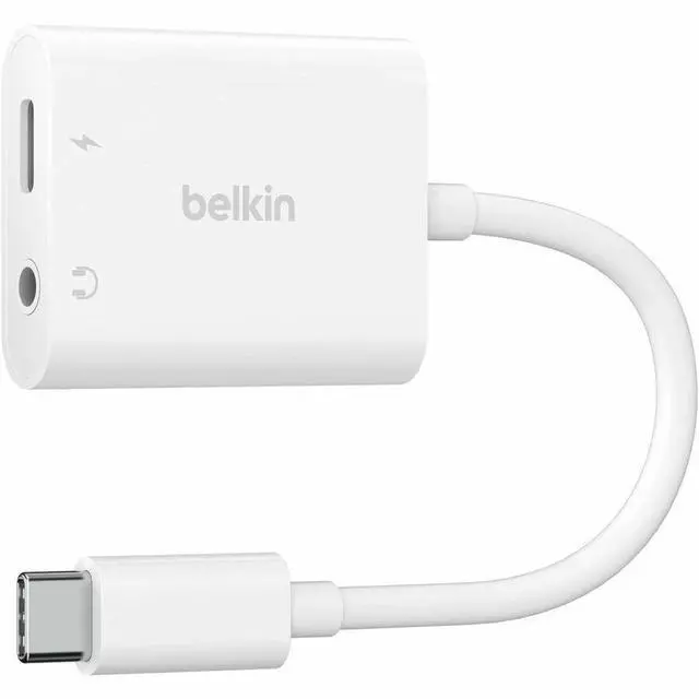 Alt view image 8 of 13 - Belkin RockStar 3.5mm Audio + USB-C Charge Adapter - Mini-phone/USB-C Audio/Data Transfer Cable for Smartphone, Tablet, Notebook, Audio Device, USB Device - First End: 1 x 24-pin USB Type C - Male - S