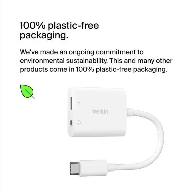 Alt view image 13 of 13 - Belkin RockStar 3.5mm Audio + USB-C Charge Adapter - Mini-phone/USB-C Audio/Data Transfer Cable for Smartphone, Tablet, Notebook, Audio Device, USB Device - First End: 1 x 24-pin USB Type C - Male - S