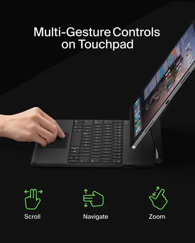 Alt view image 11 of 14 - Belkin Connect Keyboard/Cover Case (Folio) for 12.9" to 13" Apple iPad Air 13 (2024), iPad Pro (3rd Generation), iPad Pro (4th Generation), iPad Pro (5th Generation), iPad Pro (6th Generatio