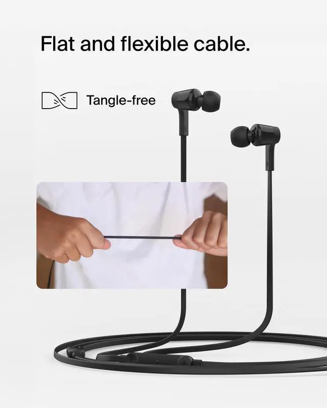 Alt view image 11 of 13 - Belkin SoundForm USB-C Wired Earbuds with Adjustable Volume Limiter - Black