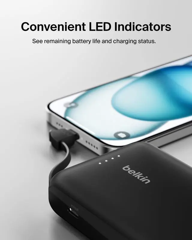 Alt view image 19 of 20 - Belkin BoostCharge Power Bank 10K With Integrated Cable - For Smartphone, Tablet PC, iPad mini, iPad, iPad Pro - 10000 mAh - Black
