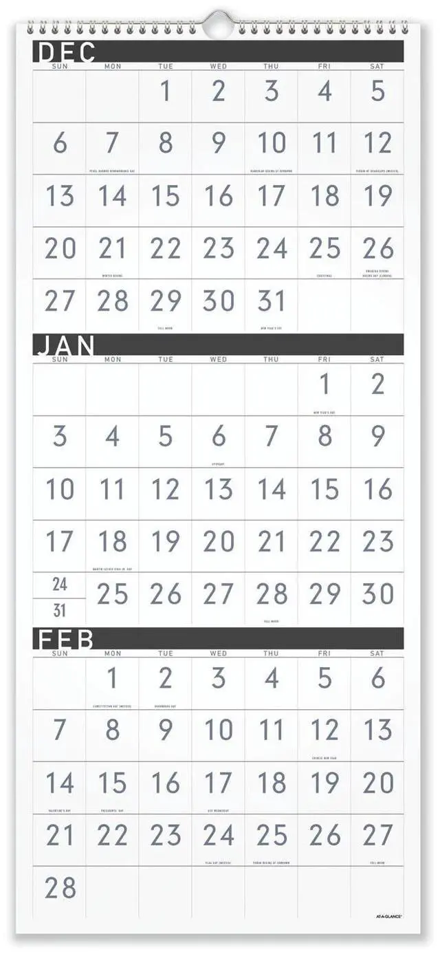 Main image of AT-A-GLANCE® Contemporary 2026 3-Month Reference Wall Calendar, Large, 12" x 27"