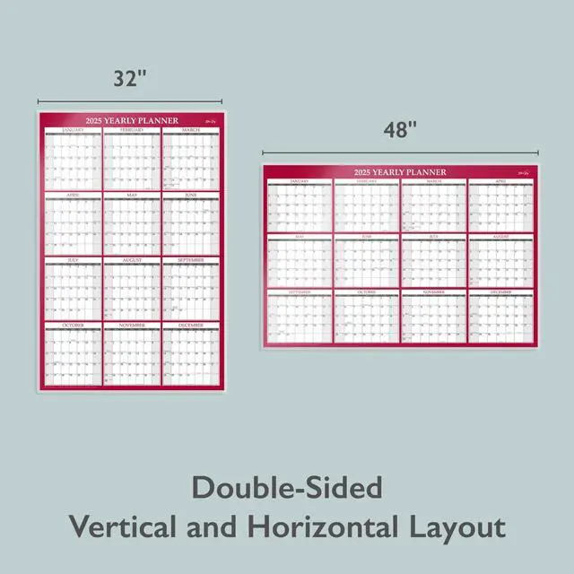Alt view image 2 of 6 - Classic Red Laminated Erasable Wall Calendar 48x32 White/Red/Gray 2026 100034