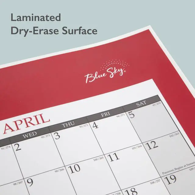 Alt view image 3 of 6 - Classic Red Laminated Erasable Wall Calendar 48x32 White/Red/Gray 2026 100034