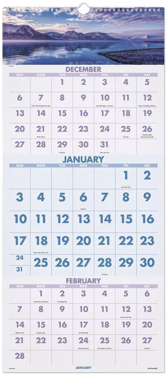 Main image of AT-A-GLANCE® 2026 Scenic Three Month Wall Calendar, Large, 12" x 27"