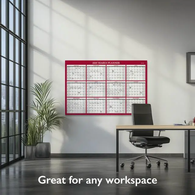 Alt view image 4 of 6 - Classic Red Laminated Erasable Wall Calendar 48x32 White/Red/Gray 2026 100034