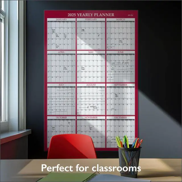 Alt view image 5 of 6 - Classic Red Laminated Erasable Wall Calendar 48x32 White/Red/Gray 2026 100034