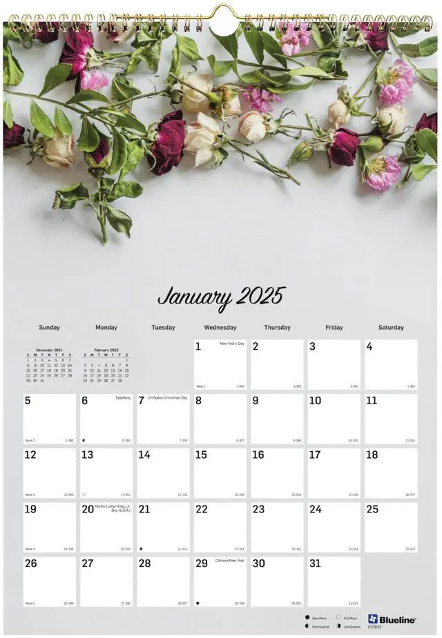 Alt view image 4 of 7 - 2026 Blueline Colorful Monthly Wall Calendar, 12" x 17", Romantic, January To December, C173122