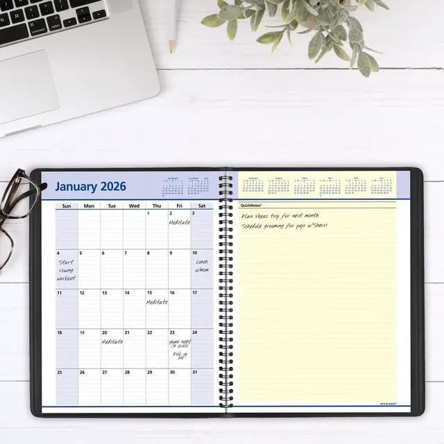 Alt view image 3 of 7 - AT-A-GLANCE® QuickNotes® 2026 Weekly Monthly Appointment Book Planner, Black, Large, 8 1/4" x 11"