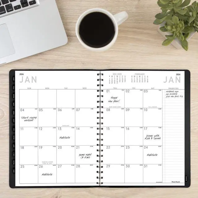 Alt view image 3 of 7 - AT-A-GLANCE® Contemporary 2026 Weekly Monthly Planner, Black, Large, 8 1/4" x 11"