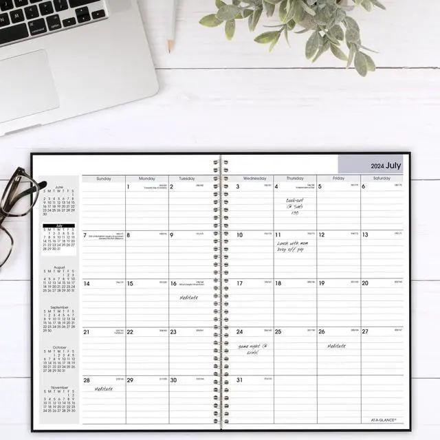 Alt view image 7 of 7 - At-A-Glance Academic Monthly Planner 12x8 Black 2025-2026 AY200