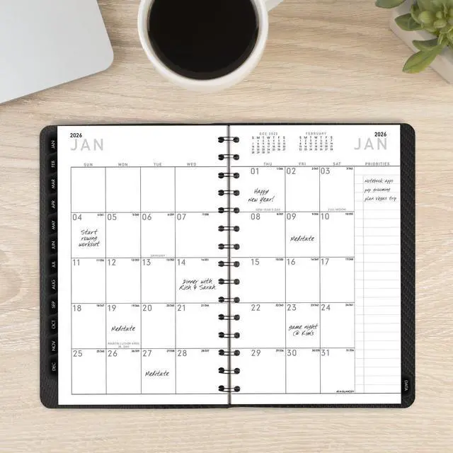 Alt view image 3 of 7 - At-A-Glance Contemporary Weekly/Monthly Planner Block 8x5.5 Graphite Cover 2026