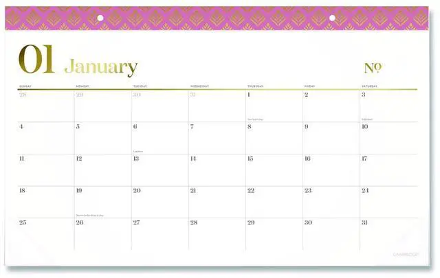 Main image of Workstyle Compact Deskpad, 17.75 x 11, White Sheets, Pink Headband/Clear Corners, 12-Month (Jan-Dec): 2026