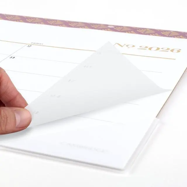 Alt view image 3 of 7 - Workstyle Compact Deskpad, 17.75 x 11, White Sheets, Pink Headband/Clear Corners, 12-Month (Jan-Dec): 2026