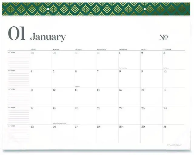 Main image of WorkStyle Monthly Desk Pad Calendar 21.75 x 17 White Sheets Teal Headband/Clear Corners 12-Month Jan-Dec: 2026 1606704