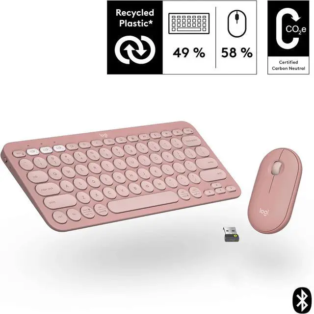 Alt view image 2 of 7 - Logitech Pebble 2 Wireless Mouse Keyboard Combo, Tonal Rose 920-012199