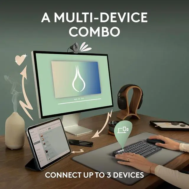 Alt view image 4 of 7 - Logitech Pebble 2 Wireless Mouse Keyboard Combo, Tonal Rose 920-012199