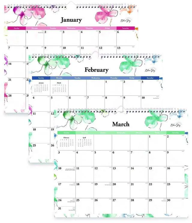 Main image of Lindley Monthly Wall Calendar Floral Artwork 15 x 12 White/Pink/Red Sheets 12-Month Jan to Dec: 2026 117888