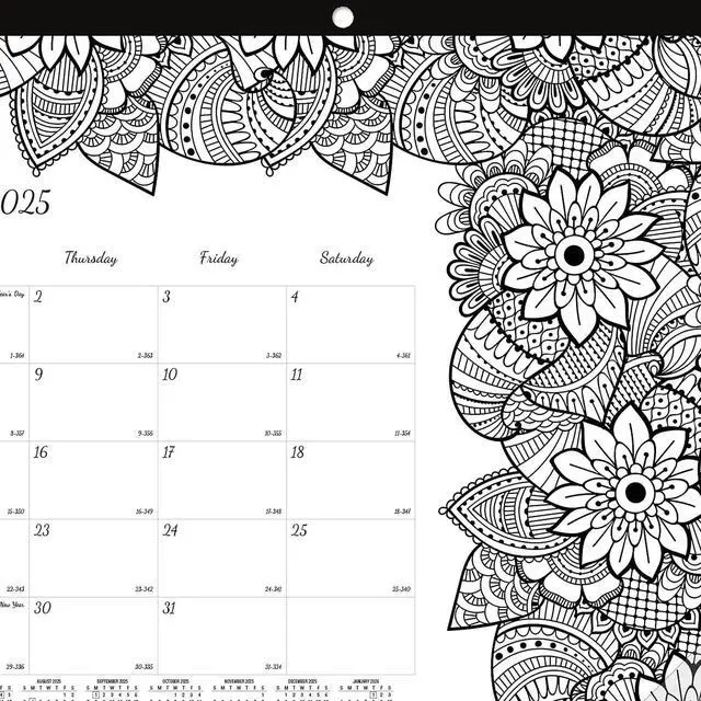 Alt view image 3 of 7 - 2026 Blueline® DoodlePlan Monthly Desk Pad Coloring Calendar, 17-3/4 x 10-7/8, Motif, January To December, C2917001