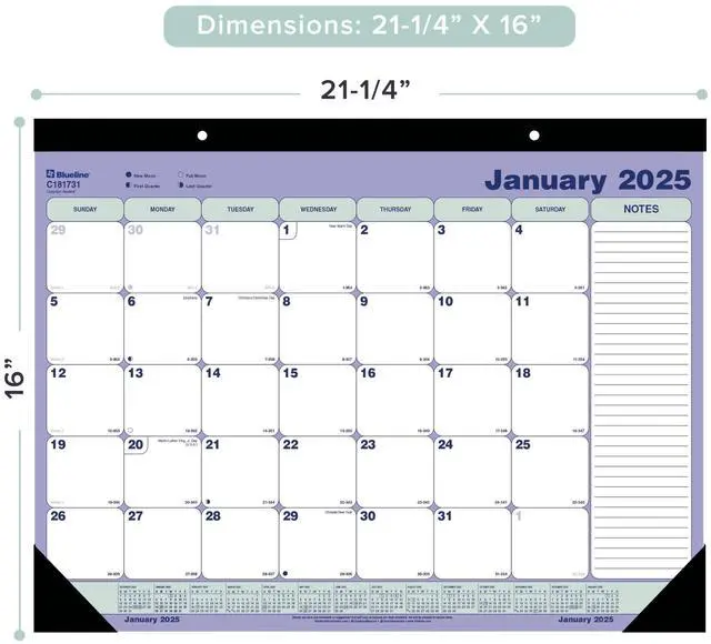 Alt view image 2 of 6 - 2026 Blueline Monthly Desk Pad Calendar, 21-1/4" x 16", Blue/White, January To December, C181731