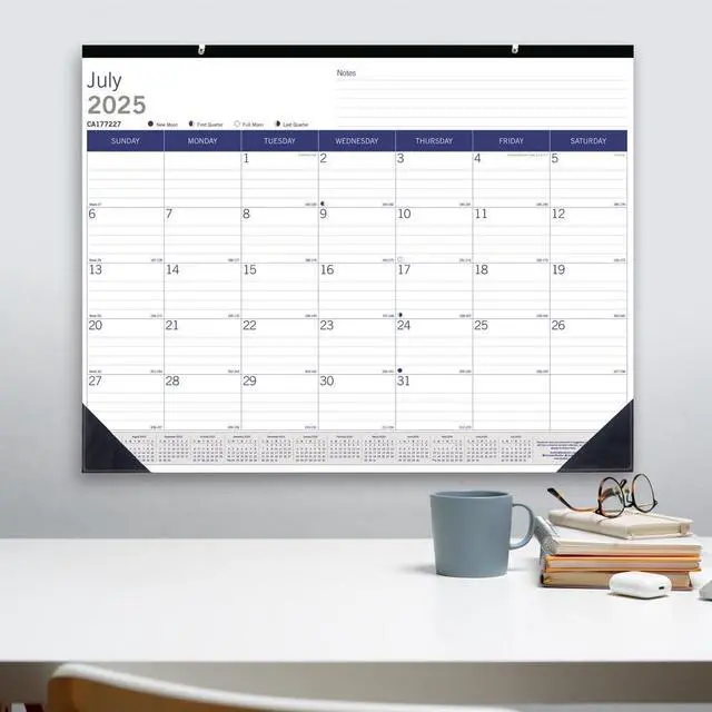Alt view image 3 of 4 - 2025-2026 Blueline® DuraGlobe 13-Month Academic Bamboo Fiber Monthly Desk Pad Calendar, 22" x 17", July 2025 To July 2026, CA177227