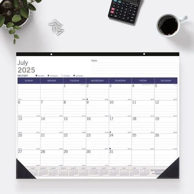 Alt view image 4 of 4 - 2025-2026 Blueline® DuraGlobe 13-Month Academic Bamboo Fiber Monthly Desk Pad Calendar, 22" x 17", July 2025 To July 2026, CA177227
