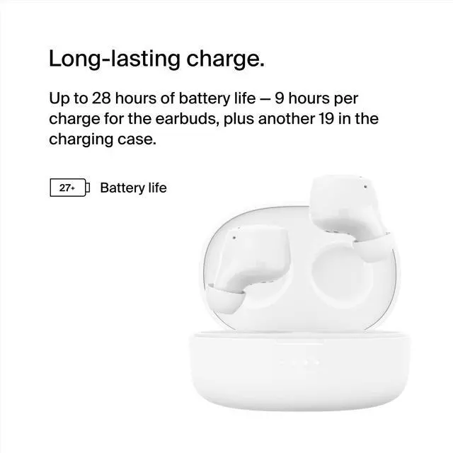 Alt view image 9 of 13 - Belkin SoundForm Bolt True Wireless Earbuds - Stereo - True Wireless - Bluetooth - 32.8 ft - Earbud - Binaural - In-ear - White